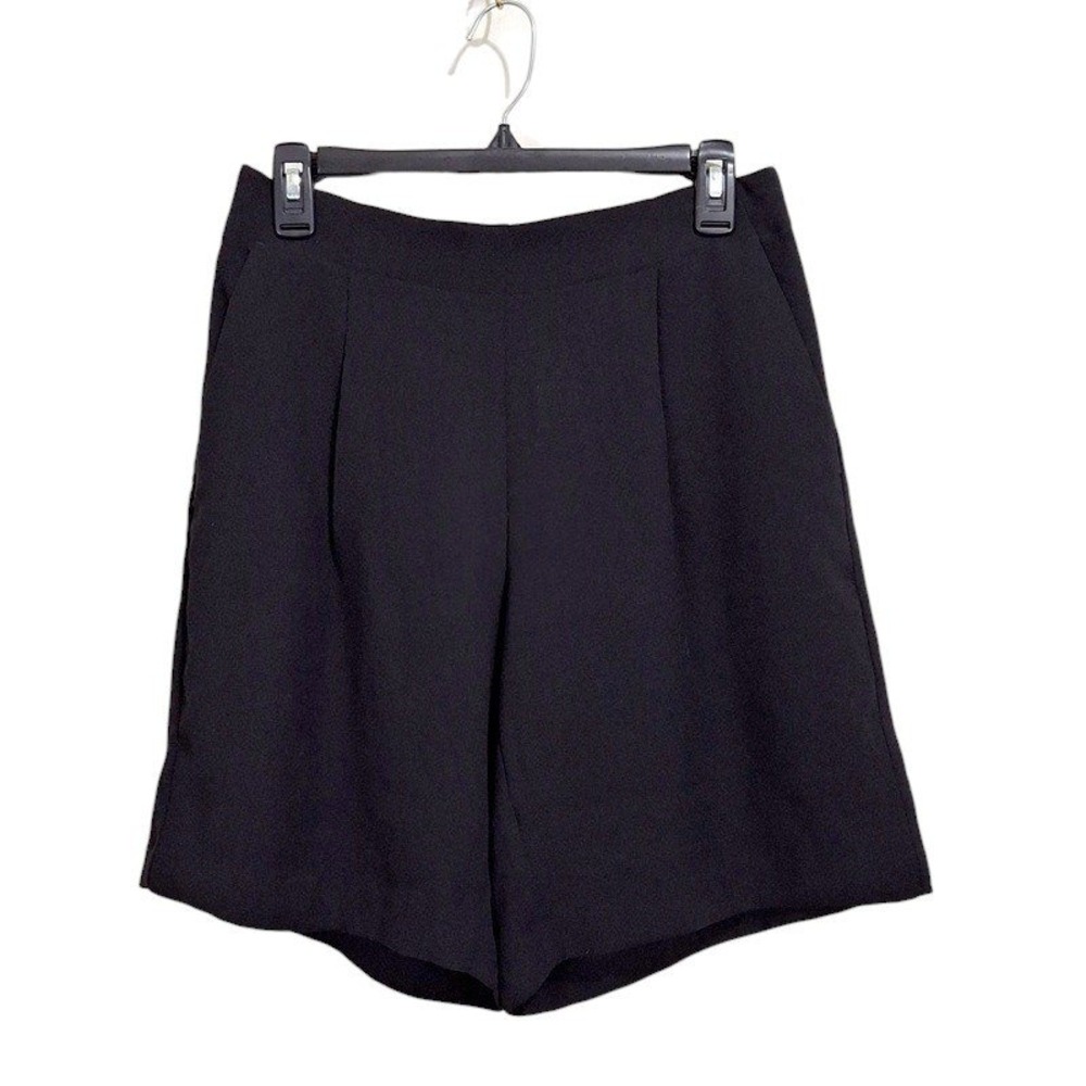 LOFT Womens Bermuda Shorts S M Black Pull On Elastic Back Pockets Minimalist